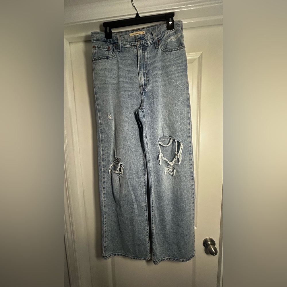 Levi's Light Blue Distressed Flare Jeans